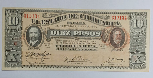 Mexico ( State of Chihuahua) old rare note 1914 UNC S535 - ZealHobbieZ