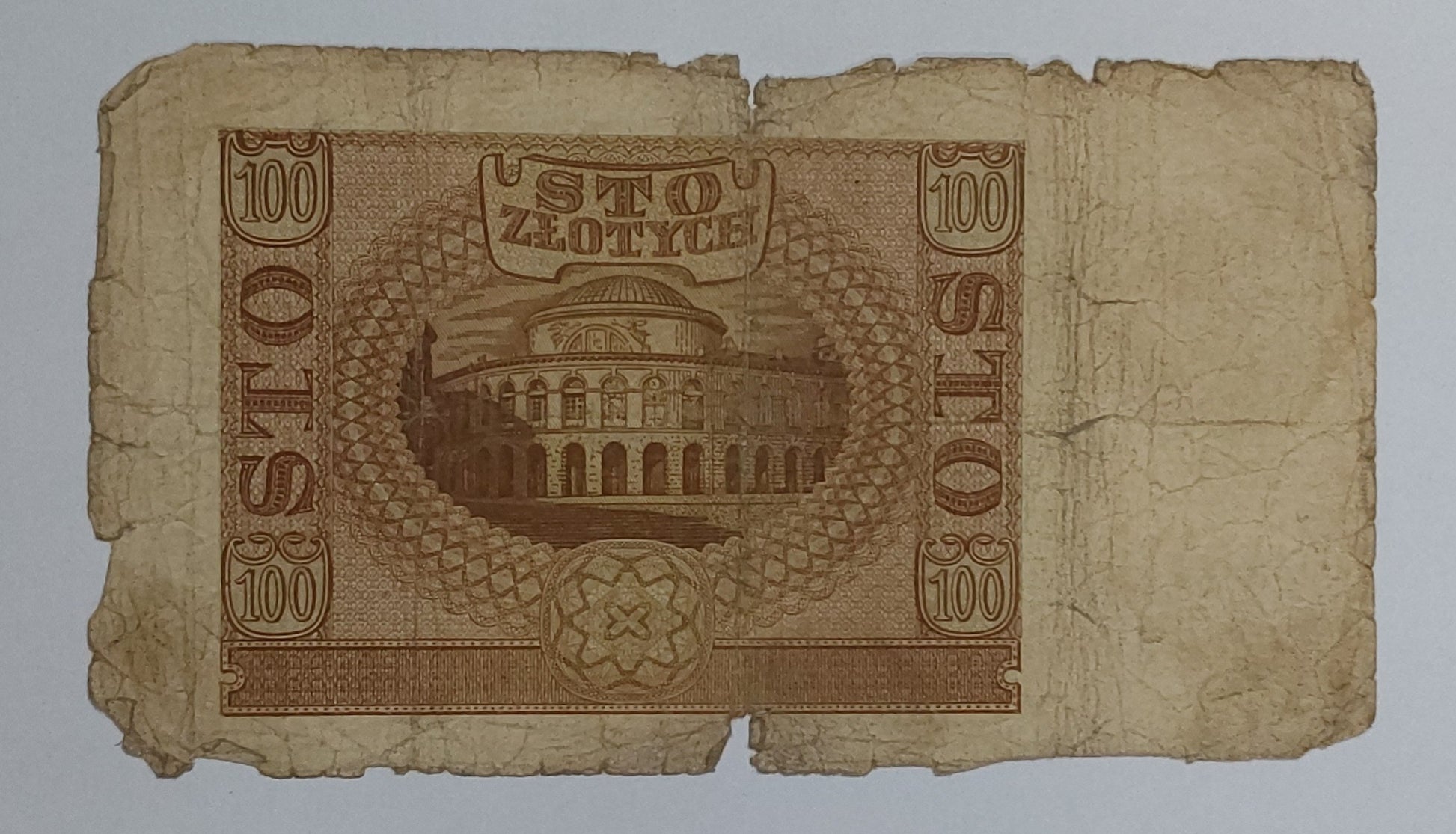 Poland 100 Zlotys (German occupation) 1940 P97 Heavyly Used note ending serial no:234 - ZealHobbieZ