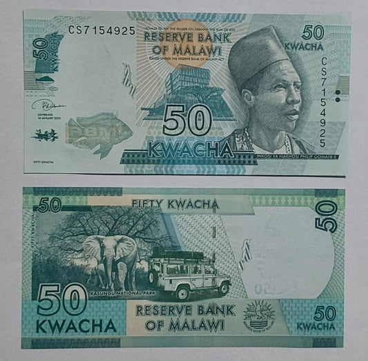Malawi 50 Kwacha UNC 2022 P64 - ZealHobbieZ