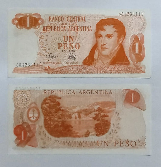 Argentina 1 peso old note UNC 1972-73 P287 - ZealHobbieZ
