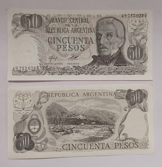 Argentina 50 Pesos UNC 1976-78 P301 - ZealHobbieZ