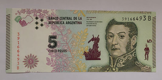 Argentina 5 Pesos UNC P359 2015 - ZealHobbieZ