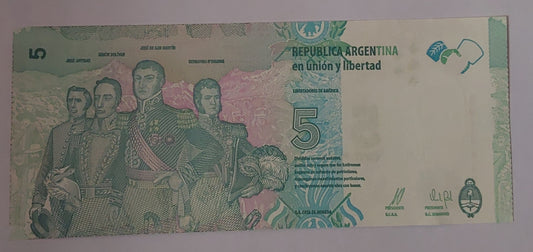 Argentina 5 Pesos UNC P359 2015 - ZealHobbieZ