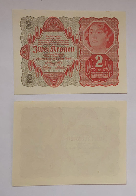Austria 2 kronen UNC P74 1922 - ZealHobbieZ
