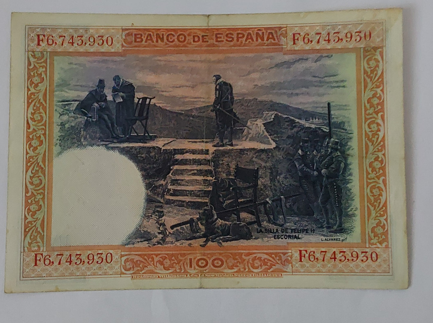 Spain 100 Pesetas Used note 1925 P69 ending serial number 930 - ZealHobbieZ