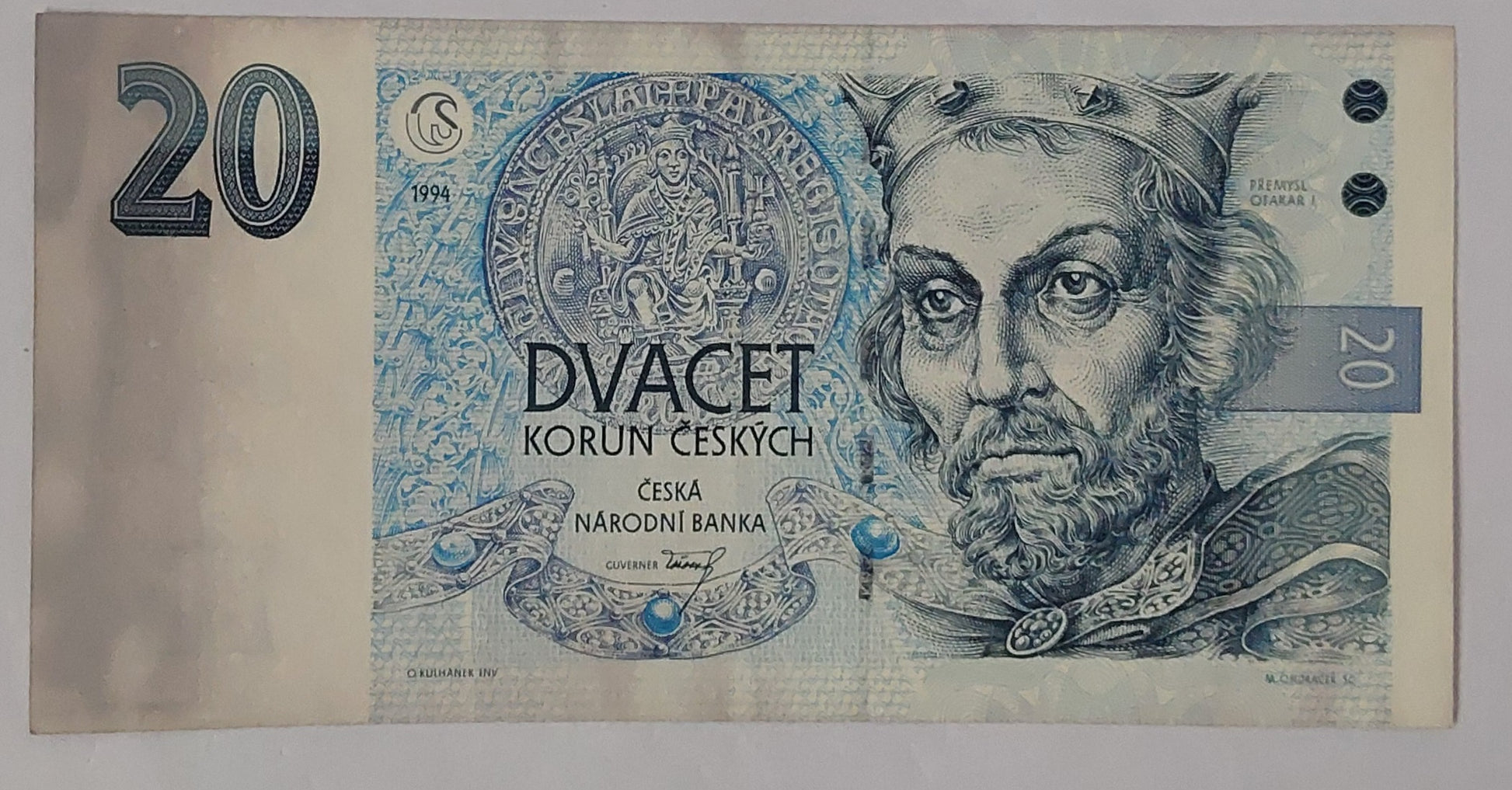 Czech Republic 20 Korun 1994 P10 Used note ending serial no: 498 - ZealHobbieZ