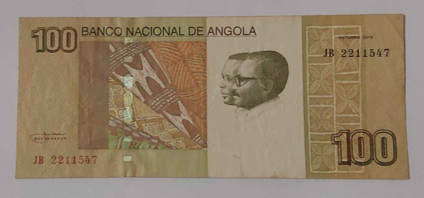 Angola 100 Kwanzas 2012 P153 Used note ending serial no:547 - ZealHobbieZ