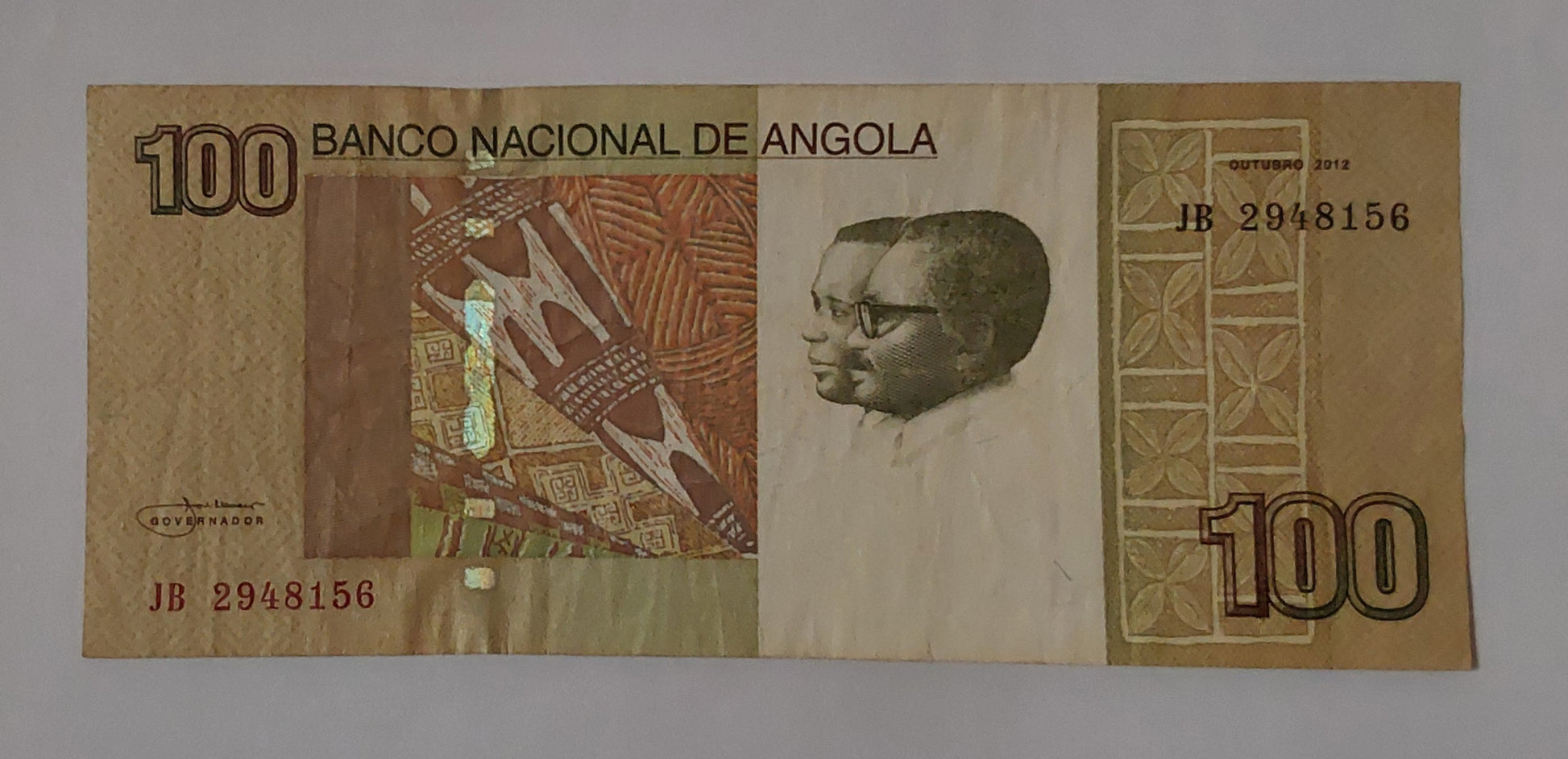 Angola 100 Kwanzas 2012 P153 Used note ending serial no:159 - ZealHobbieZ