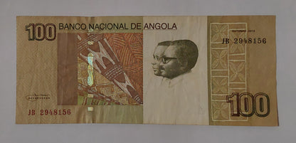 Angola 100 Kwanzas 2012 P153 Used note ending serial no:159 - ZealHobbieZ