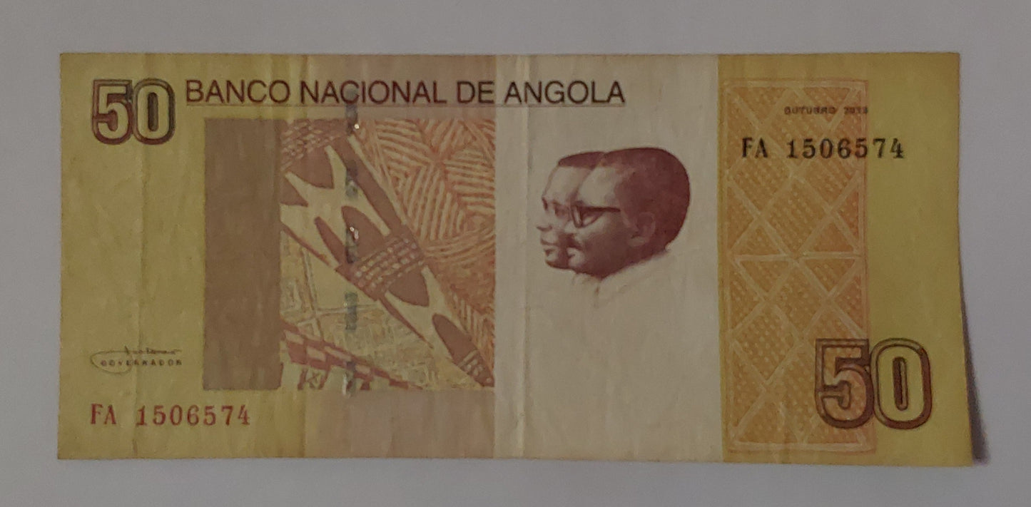 Angola 50 Kwanzas 2012 P152 Used note ending serial no: 574 - ZealHobbieZ