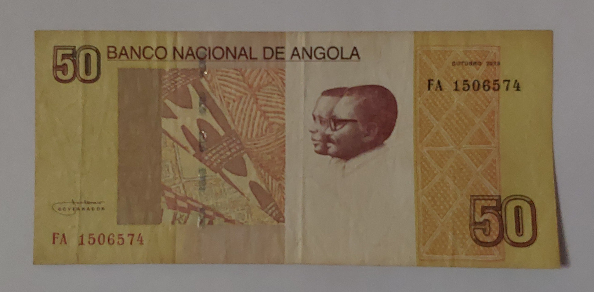 Angola 50 Kwanzas 2012 P152 Used note ending serial no: 574 - ZealHobbieZ