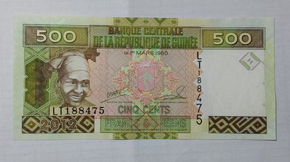 Guinea 500 francs 2012 P39b UNC - ZealHobbieZ