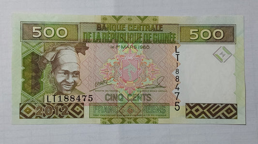Guinea 500 francs 2012 P39b UNC - ZealHobbieZ