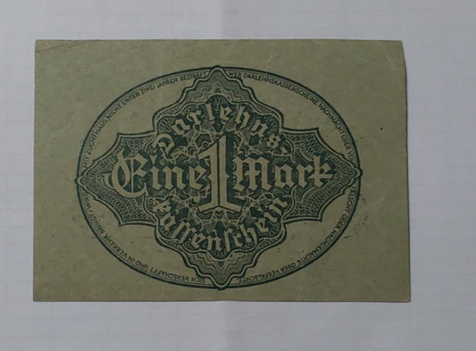 Germany 1 mark 1922 P61 (small size) Green colour Used note - ZealHobbieZ