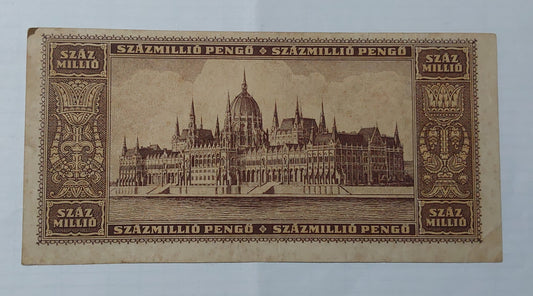 Hungary 100 Million pengo 1946 Used P124 heavily Used note ending serial no446 - ZealHobbieZ
