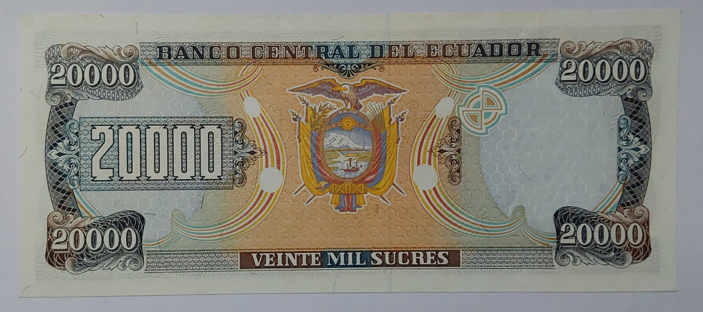 Ecuador 20 000 Sucres 1999 P129 UNC - ZealHobbieZ