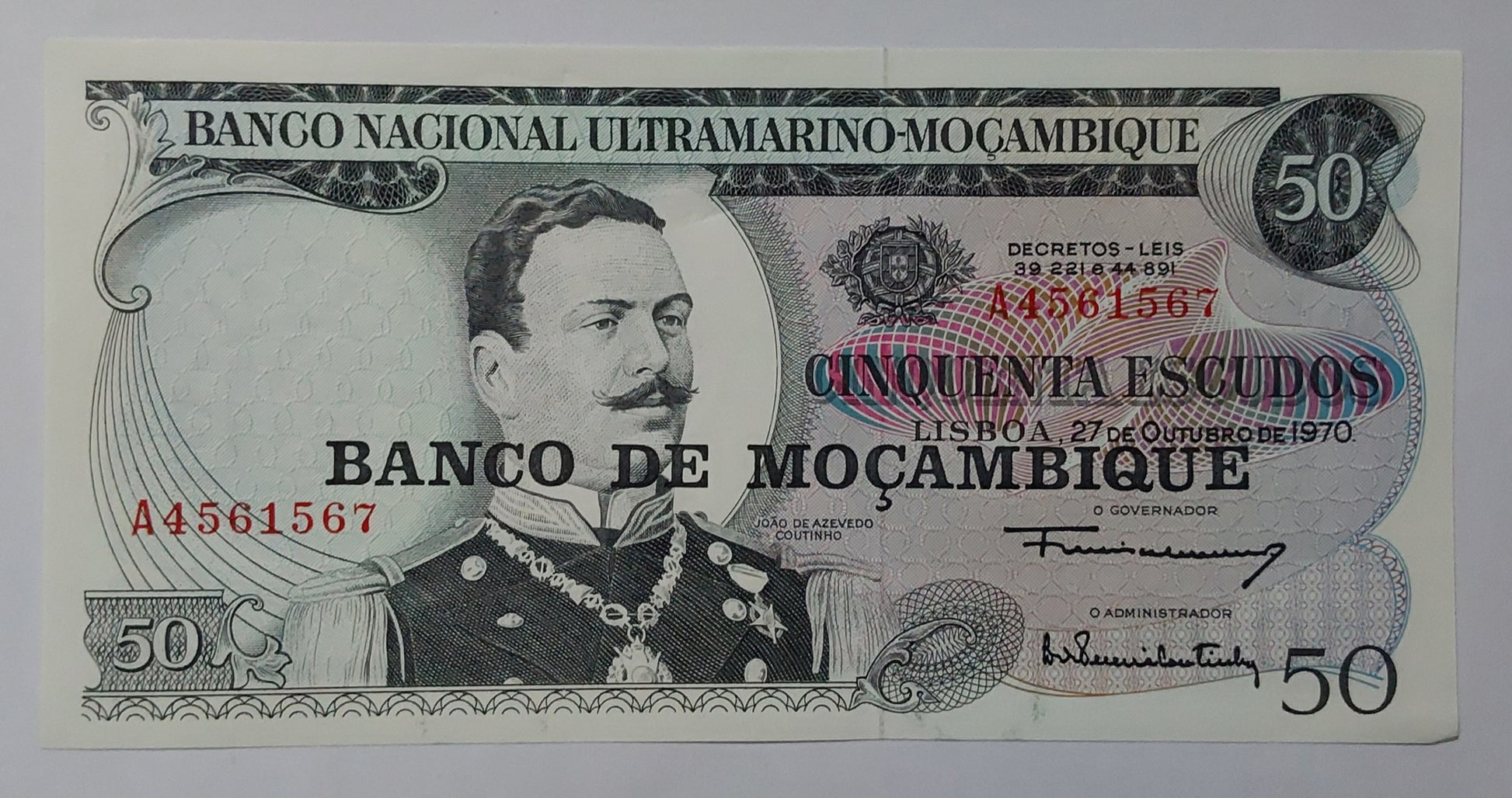 Mozambique 50 Escudos Overprint note 1976 P116 UNC - ZealHobbieZ