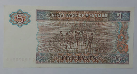 Myanmar / burma 5 Kyats 1972 P70 UNC - ZealHobbieZ