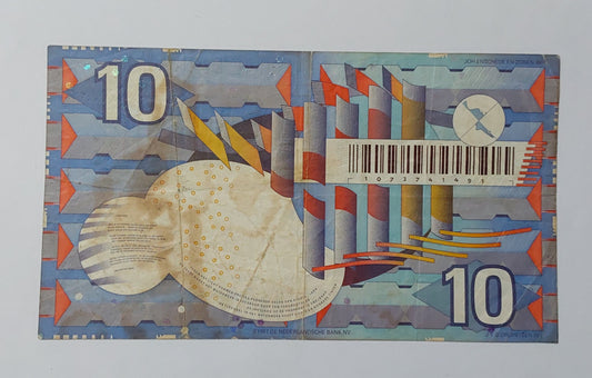 Netherlands 10 Gulden 1997 P99 Barcode note Used note ending serial no:491 - ZealHobbieZ