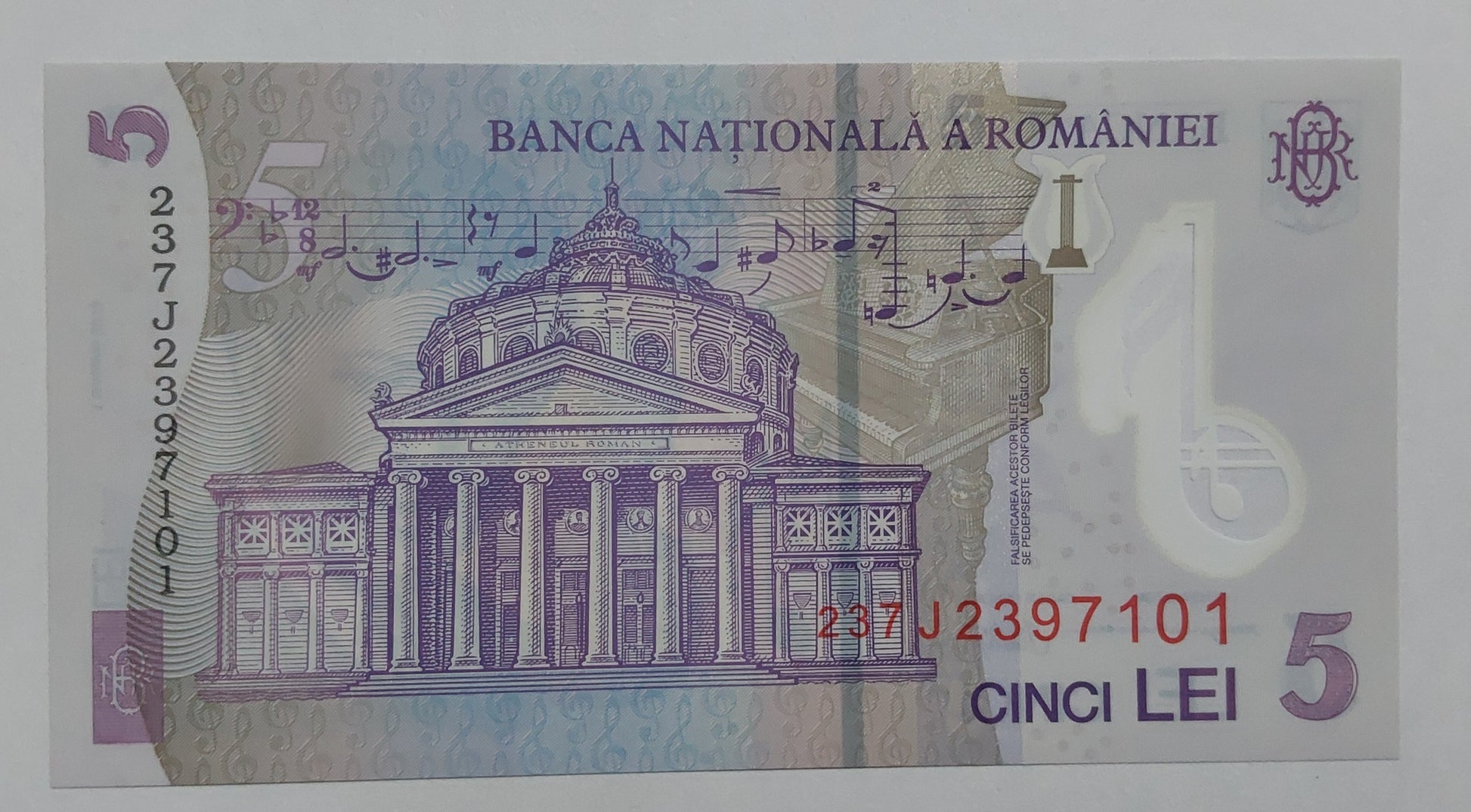 Romania 5Lei 2023 P118 Polymer UNC - ZealHobbieZ
