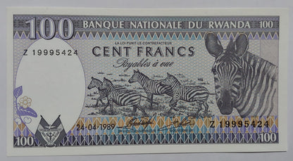 Rwanda 100 Francs 1989 UNC P19 - ZealHobbieZ