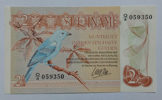 Suriname 2½ Gulden (Muntbiljet) 1985 UNC P119 ODD Denomination - ZealHobbieZ