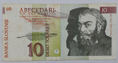 Slovenia 10 Tolarjev 1992 P11 Used note ending serial no: 043 - ZealHobbieZ
