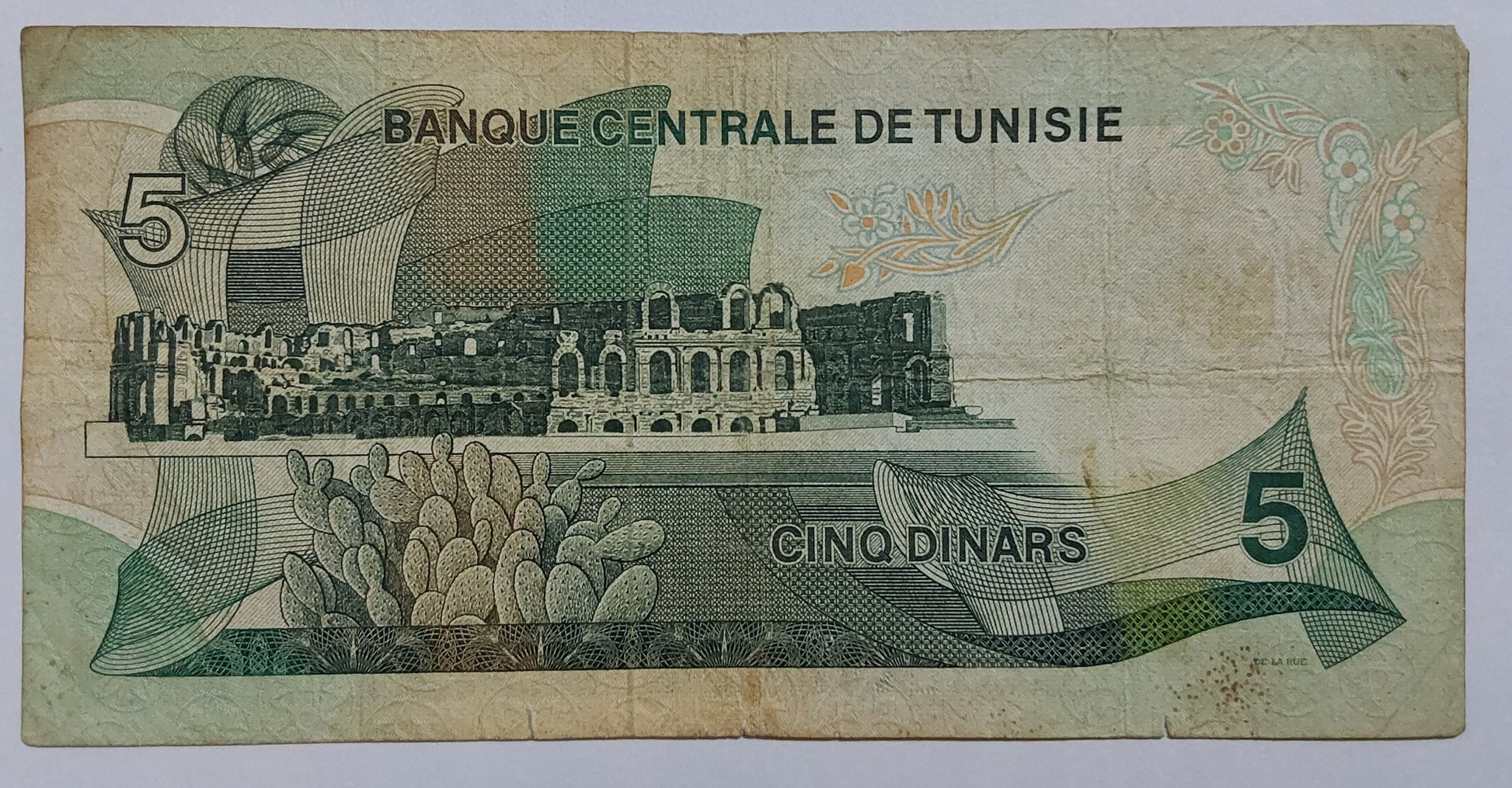 Tunisia 5 Dinars 1972 P68a Used note ending serial no:766 - ZealHobbieZ