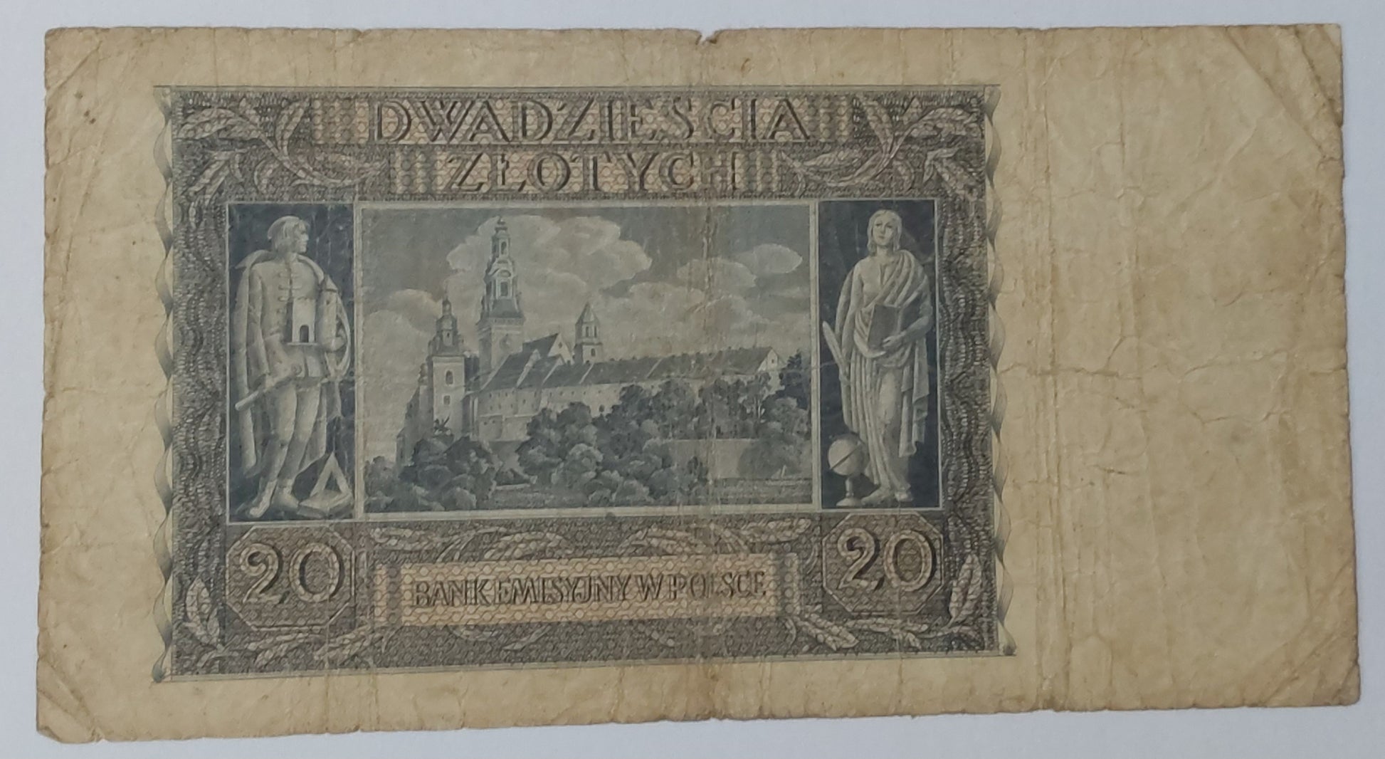 Poland 20 1940 P95a (german occupation note) heavily Used note ending serial no: 992 - ZealHobbieZ