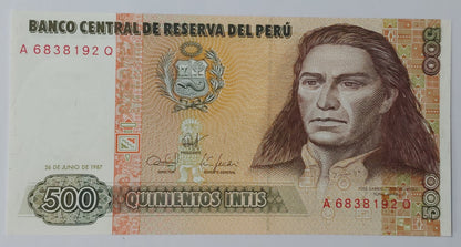 Peru 500 Intis UNC 1987 P134 - ZealHobbieZ
