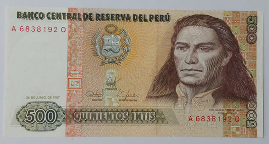 Peru 500 Intis UNC 1987 P134 - ZealHobbieZ
