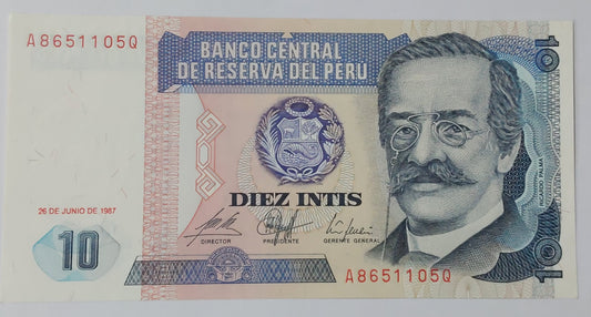 Peru 10 Intis UNC 198 P129 - ZealHobbieZ