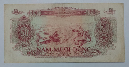 Vietnam 50 Dong 1976 P84 Used note ending serial no:586 - ZealHobbieZ