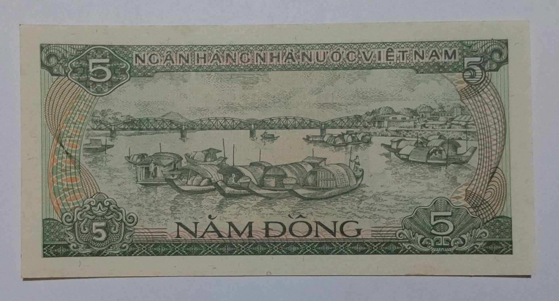Vietnam 5 Dong 1985 P92 Used note ending serial no: 558 - ZealHobbieZ