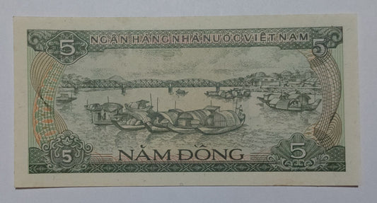 Vietnam 5 Dong 1985 P92 Used note ending serial no: 558 - ZealHobbieZ