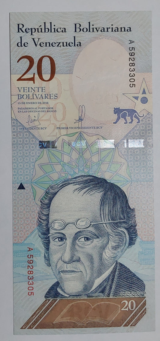 Venezuela 20 Bolívares UNC 2018 P104 - ZealHobbieZ