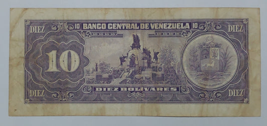 Venezuela 10 Bolívares 1990 P61 Heavily Used ending serial no 923 - ZealHobbieZ
