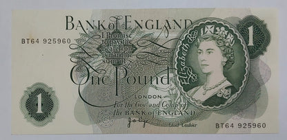 England 1 Pound - Elizabeth II (Series C; portrait) P374g Used note 1970-77 - ZealHobbieZ