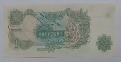 England 1 Pound - Elizabeth II (Series C; portrait) P374g Used note 1970-77 - ZealHobbieZ