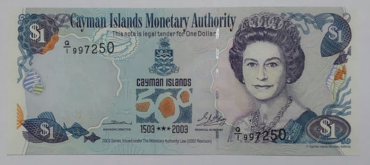Cayman Islands 1 Dollar (500th Anniversary of Discovery) 2003 UNC P30a Queen Elizabeth II - ZealHobbieZ