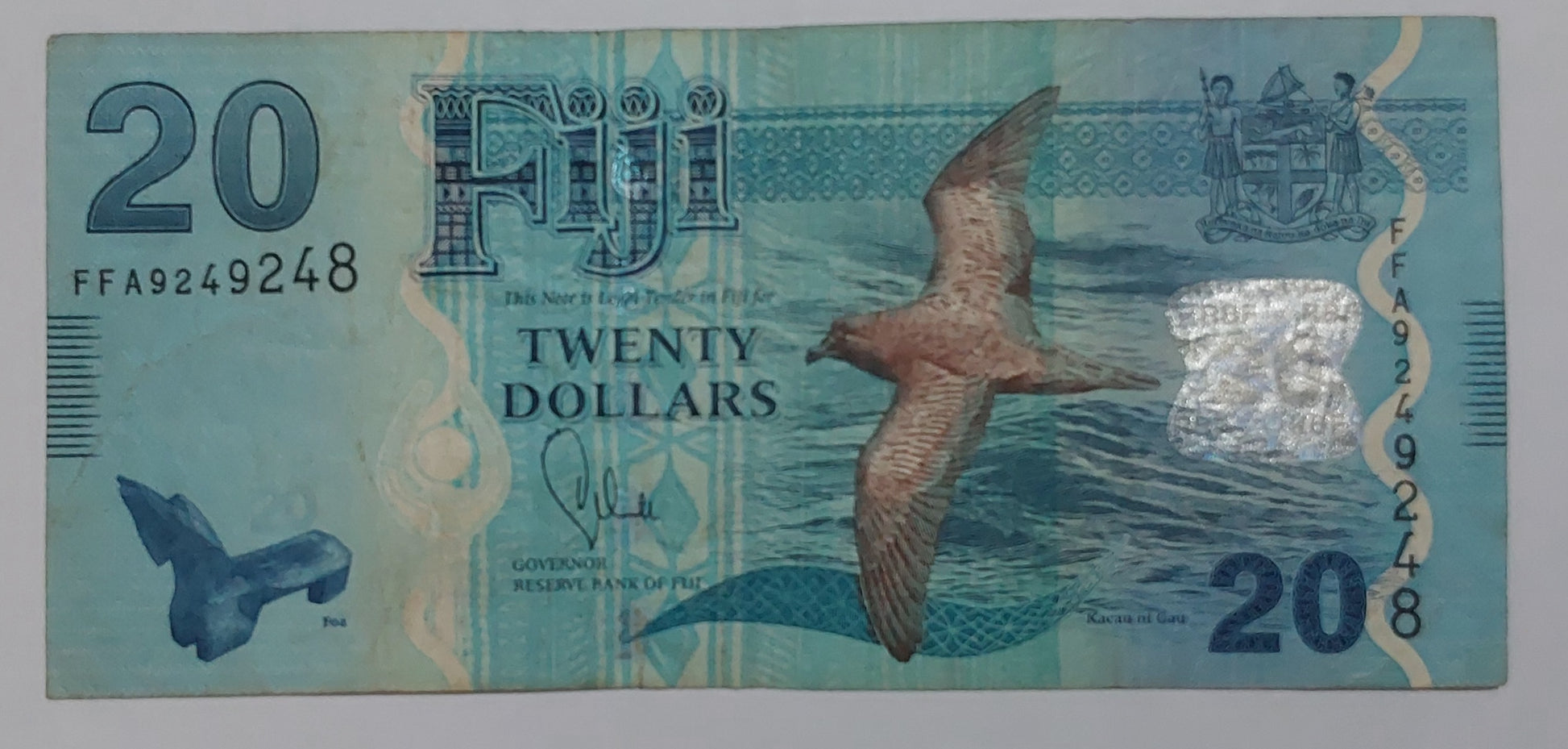 Fiji 20 Dollars 2013 P117 Used note ending serial no: 248 - ZealHobbieZ