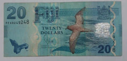 Fiji 20 Dollars 2013 P117 Used note ending serial no: 248 - ZealHobbieZ