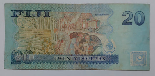 Fiji 20 Dollars 2013 P117 Used note ending serial no: 248 - ZealHobbieZ