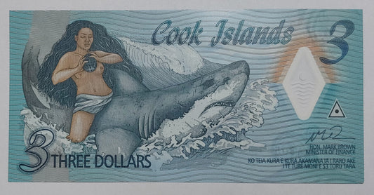 Cook Island 3 Dollars 2021 P11 UNC Polymer - ZealHobbieZ