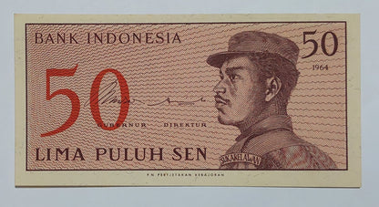 Indonesia 50Sen 1964 UNC P94 (small size) - ZealHobbieZ