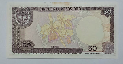 Colombia 50 Pesos 1985 P425 Used note ending serial no:6776 - ZealHobbieZ