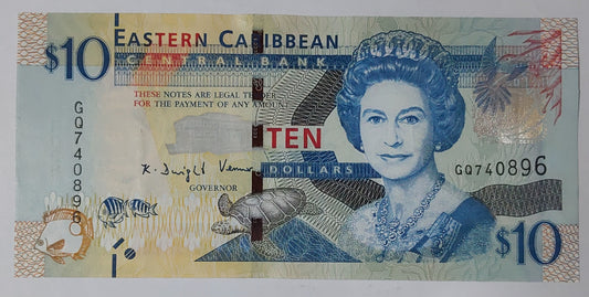 East Caribbean 10 Dollars 2015 P52 UNC Queen Elizabeth II note - ZealHobbieZ
