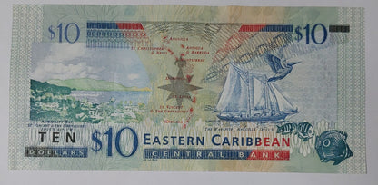 East Caribbean 10 Dollars 2015 P52 UNC Queen Elizabeth II note - ZealHobbieZ