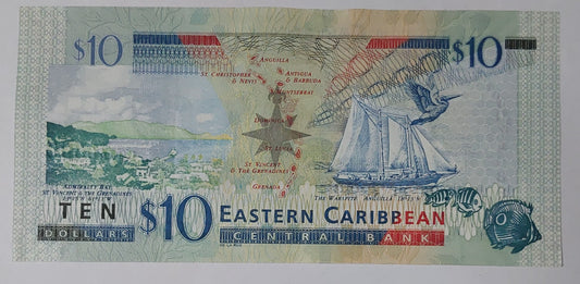 East Caribbean 10 Dollars 2015 P52 UNC Queen Elizabeth II note - ZealHobbieZ