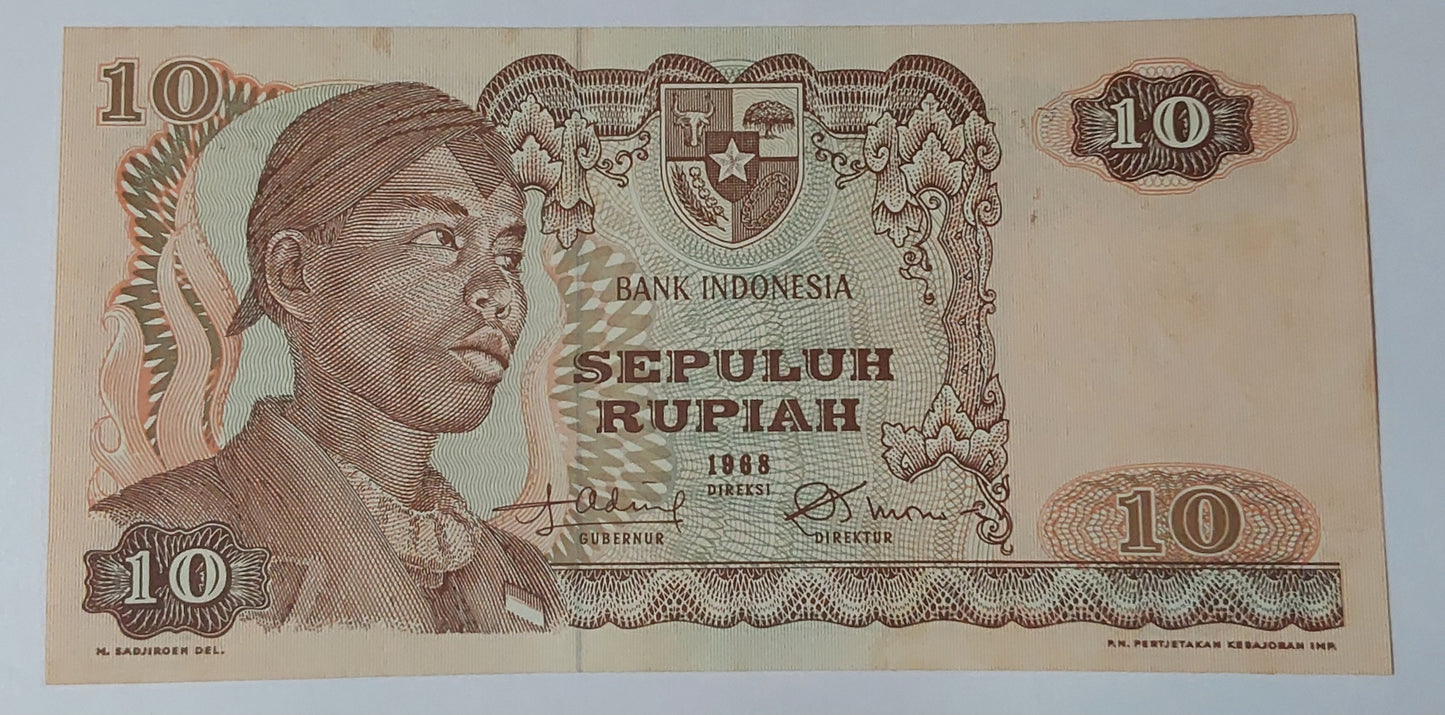 Indonesia 10 Rupiah (General Sudirman) 1968 P105 UNC - ZealHobbieZ